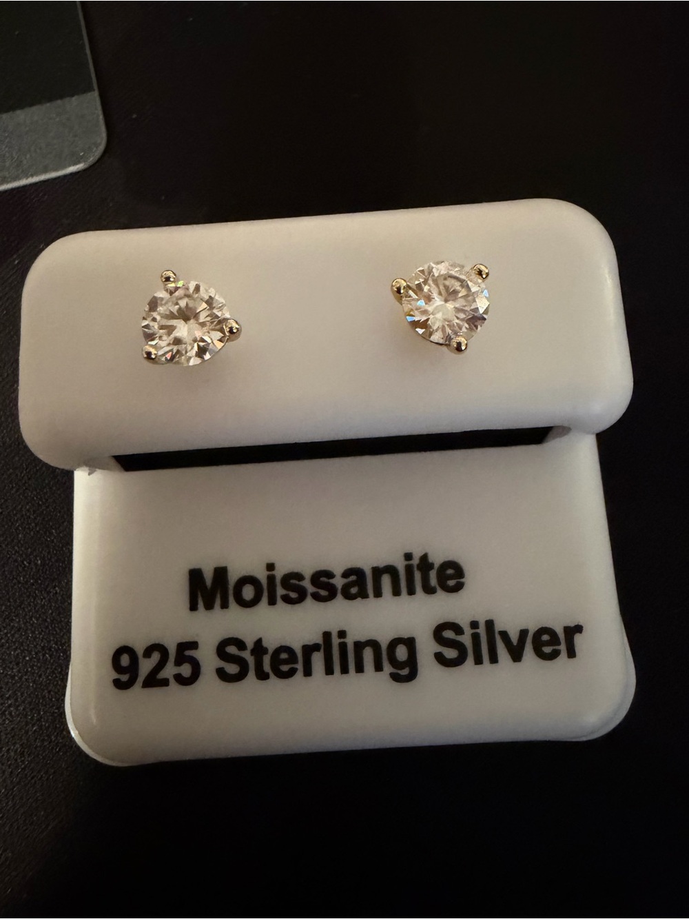 Gold Plated Moissanite Stud Earrings, 1CT